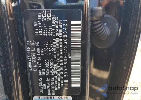 2025 Kia Telluride S z USA, uszkodzony, nr VIN 5XYP6DGC7SG683431